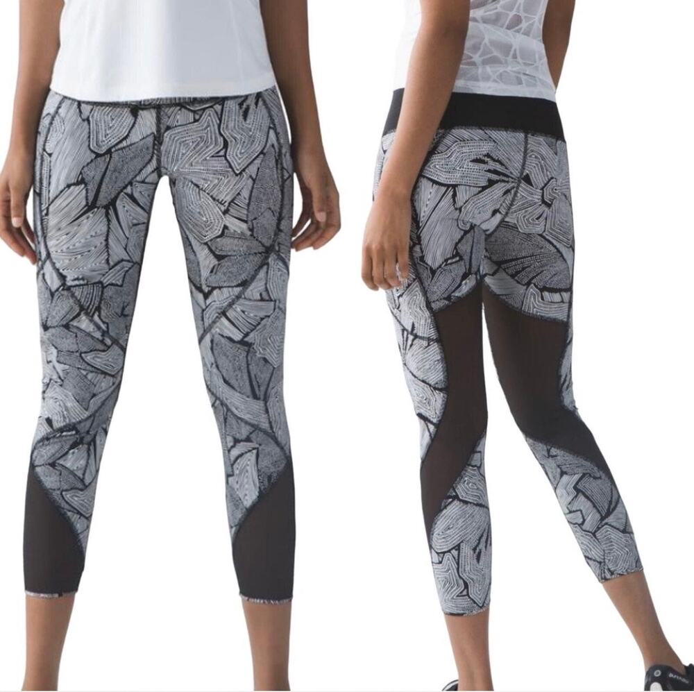 Lululemon Goal Crusher 7/8 Tight Dottie Tribe White Black / Black Size 8